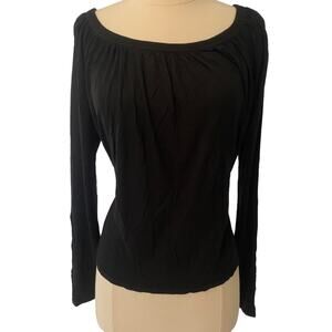 Revolve Long Sleeve Top | Black Pleated Exposed Back Top Women Size Small